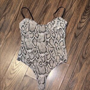 AFRM Snake Print Bodysuit - Black and Gray NWOT